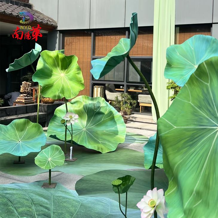 Fabric Lotus Leaves Seasonal Display